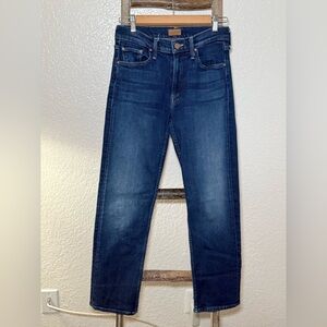 MOTHER Mid Rise Rider Jeans in Dark Blue Wash